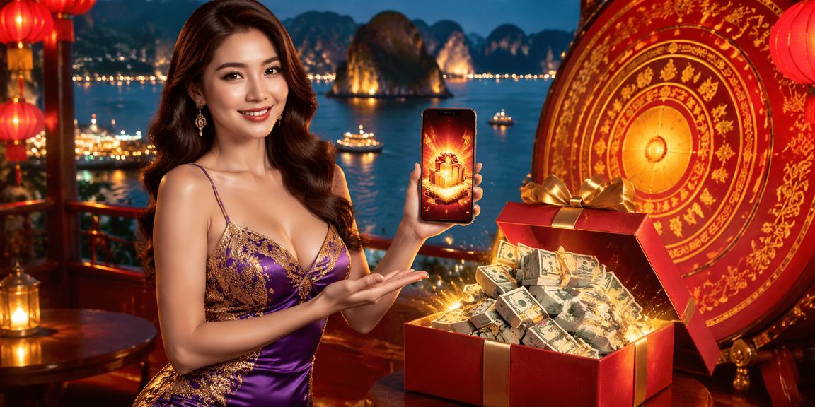 Người dùng tại Vịnh Hạ Long xem khuyến mãi casino trên điện thoại