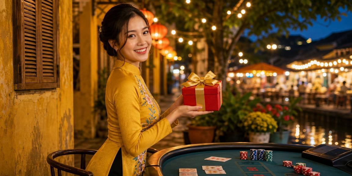 Chợ đêm Hội An với bàn baccarat minh họa bonus casino cần đọc kỹ